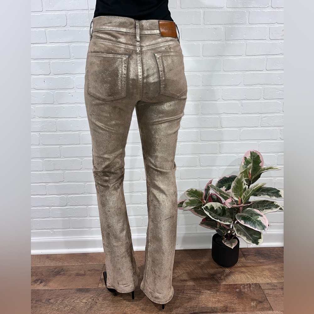 Ralph Lauren Purple Label Collection Metallic Gold Boot Cut Jeans Made in Italy - Picture 6 of 17